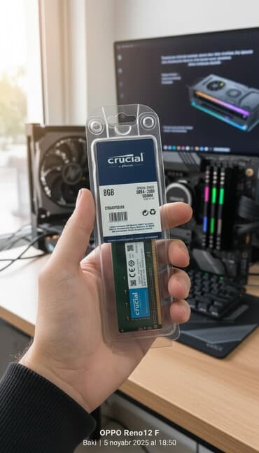 ram 8: Operativ yaddaş (RAM) Crucial, 8 GB, 2666 Mhz, DDR4, PC üçün, Yeni — 1