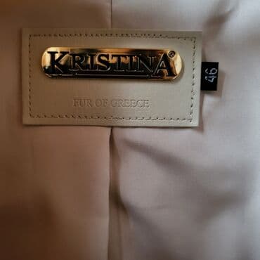 qadınlar üçün toxunma papaqlar: Kristina – Fur of Greece qadın palto - Rəng: açıq bej, tünd qəhvəyi — 5