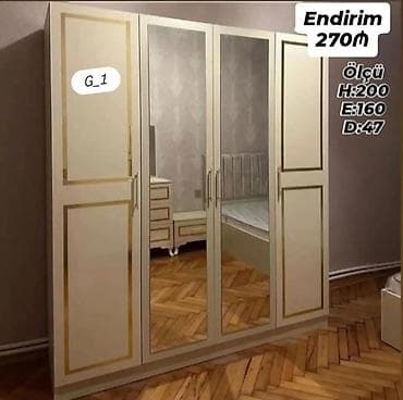 paltar dolabl: G_1 model paltar dolabı - Dörd qapılı dizayn, ortada iki ədəd tam-boy — 1