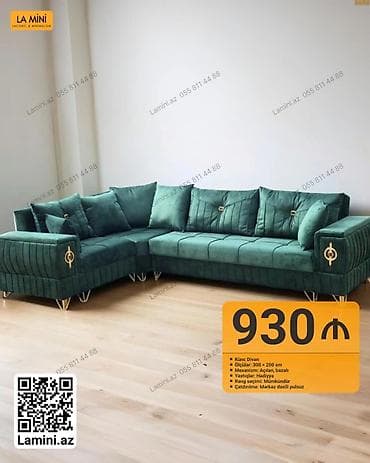 mini drel: Künc divan – La Mini • Ölçülər: 300 × 200 sm • Mexanizm: Açılan — 1