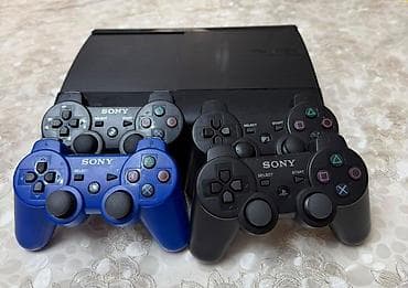 ps4 hard disk: Sony PlayStation 3 (PS3) Slim konsolu + 6 ədəd DualShock 3 idarəetmə — 2