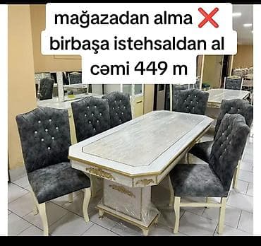 stul bar: Qonaq otağı üçün, Yeni, Açılmayan, Dördbucaq masa, 6 stul — 1
