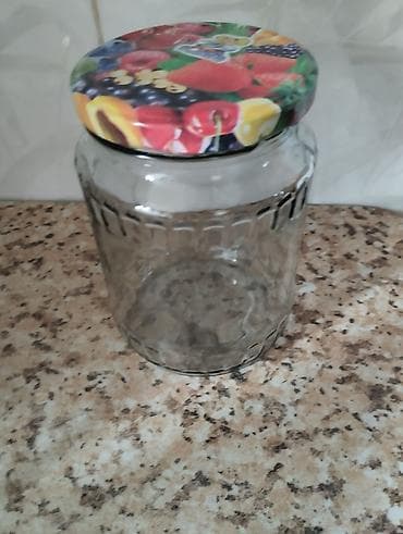 Şüşə banka – meyvə-dizaynlı metal qapaqlı - Material: qalın, şəffaf