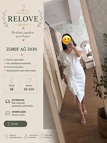 mibro lite 2: Zərif ağ don – REL0VE Baku - Şıq və qadınsı siluet - İnci detallar — 1