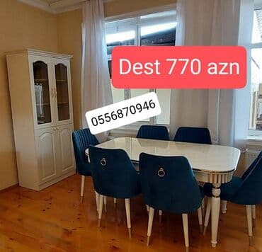 parket topdan satis: Qonaq otağı üçün, Yeni, Açılan, Dördbucaq masa, 6 stul — 1