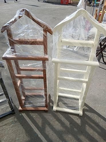 daş soba: Taxta paltar asılqanı/valet stendi - Material: tam ağacdan — 2