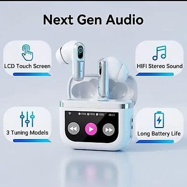 komputer aksesuarlari: AF‑J89 TWS qulaqcıq + toxunma ekranlı şarj qutusu . 400mah batarya ile — 2