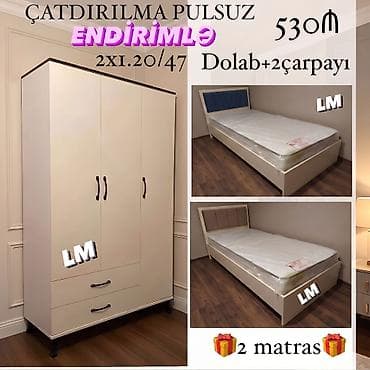 çarpayilar: DOLAB+2 ÇARPAYI_ 💥 Yeni və sifarişlə Qiymət : 530₼ Dolab  — 1