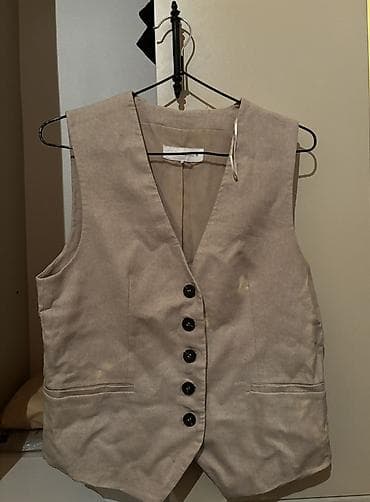 женские джинсовые жилетки: Жилет, Zara, XS, цвет - Бежевый — 1