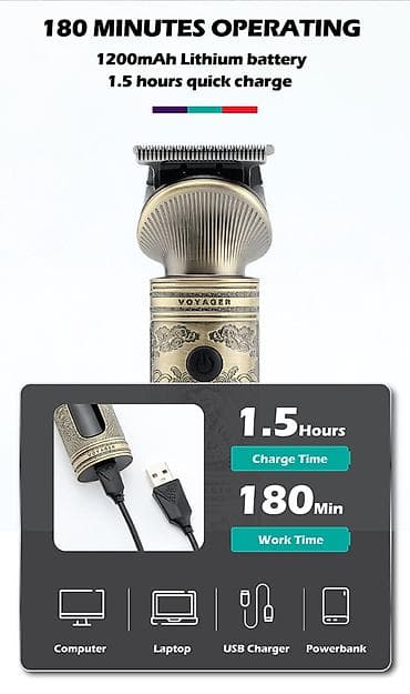 тример: VGR 106 - Universal Trimmer dəsti 5in1 6000RPM 1200mah TYPC . Qiyməti — 9