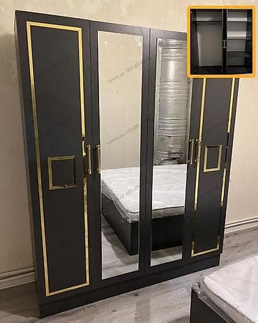 dekor ref: 4 Qapılı Dolab Standart ölçülü otaqlar üçün optimal seçim. Geniş iç — 1