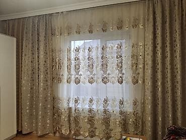 onlayn perde satisi: İşlənmiş, Satin Pərdə, rəng - Bej — 2