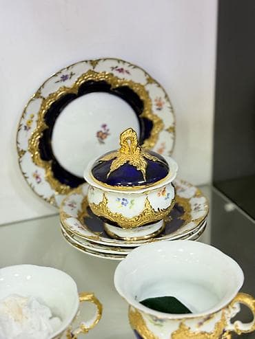fırst class cay: Çay dəsti, rəng - Ağ, Kobalt, Almaniya — 1