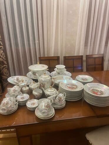 çay servisi: Çay dəsti, rəng - Bej, Şüşə, Madonna, 12 nəfərlik, Almaniya — 1