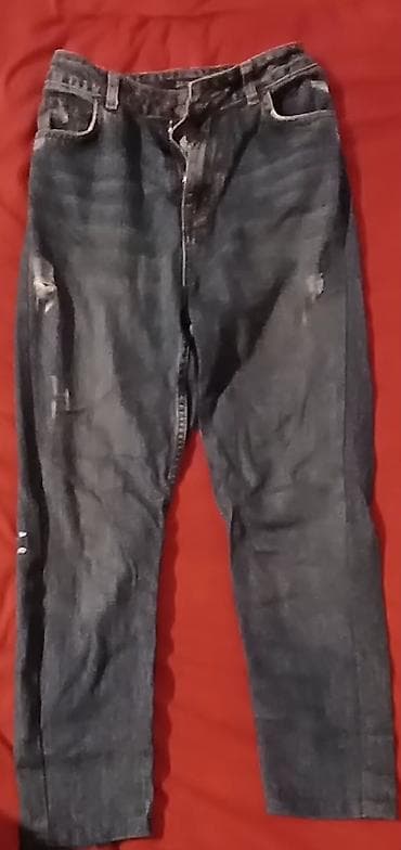 tecili satilan ucuz esyalar: Qara-boz rəngdə denim şalvar - Material: klassik denim - Rəng — 2