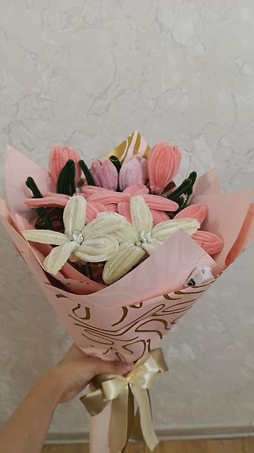 zanbaq gulu qiyməti: Yumşaq materialdan hazırlanmış dekorativ gül buketi -son zeng — 3