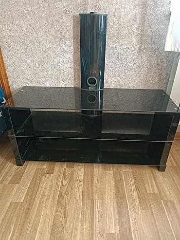 hacıoğlu mebel: Şüşə TV stolü / media konsolu - Rəng: qara (tünd şüşə) - Material — 3