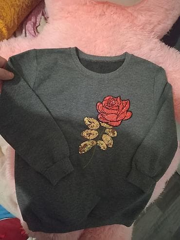 cool geyimler: Qız uşaqları üçün geniş boğazlı, teze 5-6yasa uzunqollu svitşot. Tünd — 2