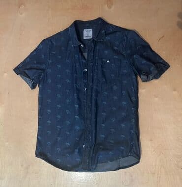 Kişi köynəkləri dəsti 1) Qısaqol düyməli köynək – tünd mavi/denim