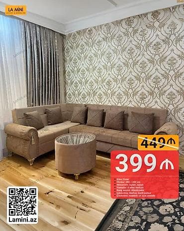 Künc divan dəsti - Model: Künc divan - Ölçü: 280 × 200 sm - Mexanizm