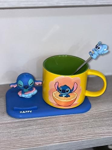 Stitch temalı fincan dəsti - Tərkib: 1 keramika fincan, 1 metal qaşıq — 2