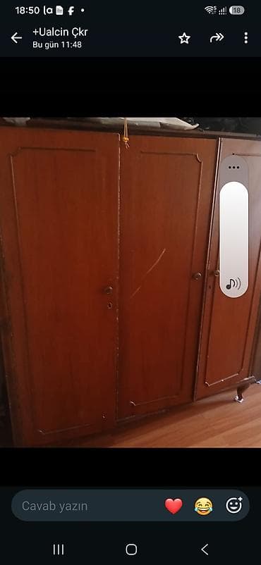 İşlənmiş, 3 qapılı, Qəhvəyi, Taxta, Açılan, Düz dolab — 3