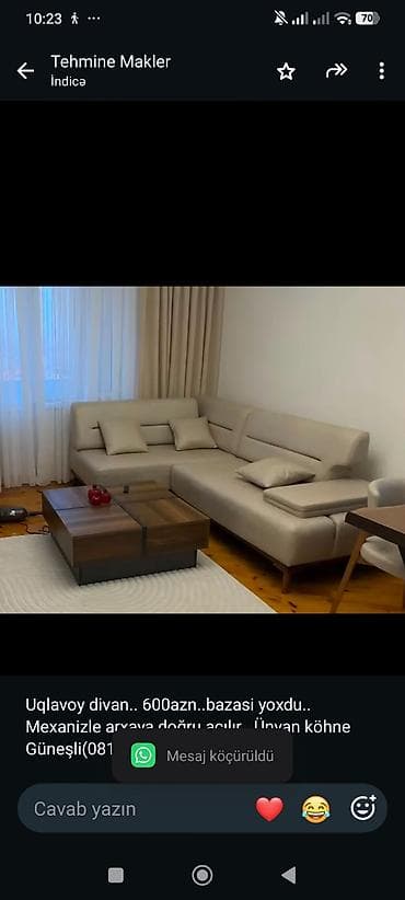 divan kohnə: Uqlavoy divan. 600azn. bazasi yoxdu. Mexanizle arxaya doğru acılır — 1