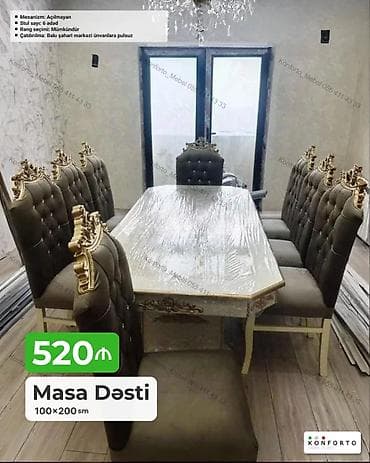 kohnə stul: Məhsul: Masa Dəsti – 100×200 sm - Mexanizm: Açılmayan - Stul sayı: 6 — 1