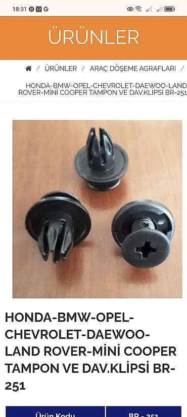 Крепежные изделия: Məhsul: Avtomobil plastik bərkidici klipslər (panjur və davlumbaz — 7