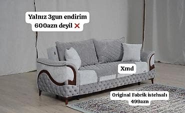 сырдуу бал: XMD divan – Original Fabrik istehsalı. - Rəng: Açıq boz - Üç nəfərlik — 1