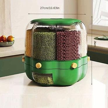 divar resimleri: Mətbəx üçün 360° fırlanan çoxbölməli quru ərzaq dispenseri 7L——39 — 8