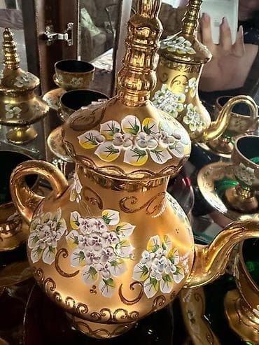 tibet çayı: Çay dəsti, rəng - Qızılı, Şüşə — 3