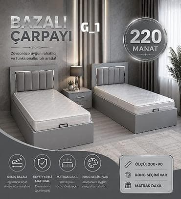 Bazalı çarpayı G-1 - Ölçü: 200×90 - Qiymət: 220 manat (şəkildə
