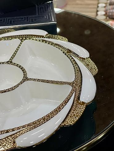 Zərif dizaynlı bölməli qəlyanaltı qabı - Material: parlaq keramik — 5
