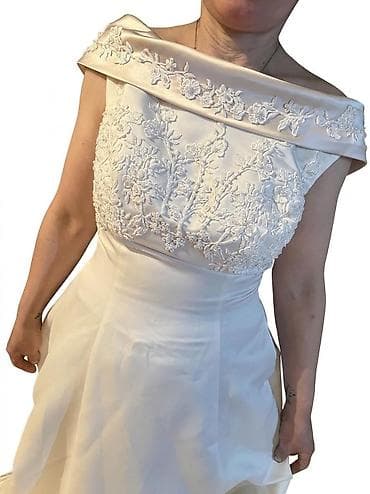 Свадебные платья и аксессуары: Zərif gəlinlik libası - Rəng: fildişi (ivory) tonu, arxada açıq — 3