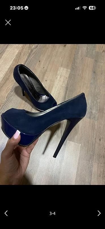 platforma qadın krossovkaları: Qadın platformalı dikdaban ayaqqabı - Rəng: tünd göy (navy) - Model — 3