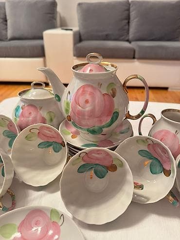 servis: Çay dəsti, rəng - Çəhrayı, Farfor — 2