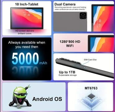 телефон fly wifi: 10.1 düymlük HD ekrana malik planşet dəsti. Dəstə qara rəngli — 6