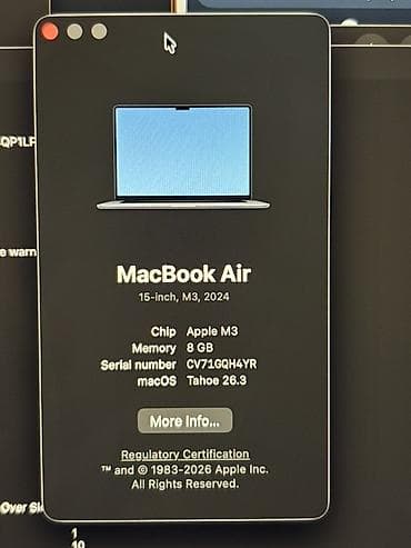 macbook pro 2018: Apple MacBook Air 15" (2024), M3 - Ekran: 15.3 düym Liquid Retina — 3