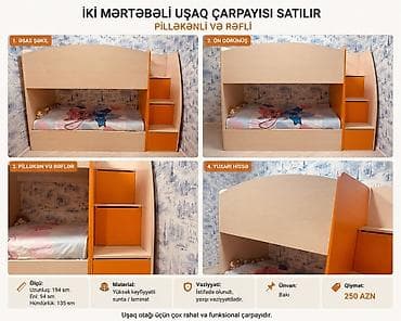 meqa mebel: Oğlan və qız üçün, Çarpayı, Siyirməli, Laminat — 1