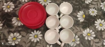 kahla made in gdr: Qəhvə dəsti, rəng - Qırmızı, Keramika, 6 nəfərlik — 2