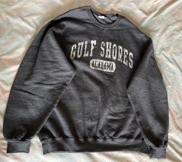 Qaranlıq boz rəngli “Gulf Shores Alabama” yazılı svitşot. - Klassik