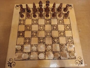 metbex ucun alcipan fiqurlari: Əl işi taxta şahmat dəsti - Material: tamamilə ağacdan hazırlanmış — 1