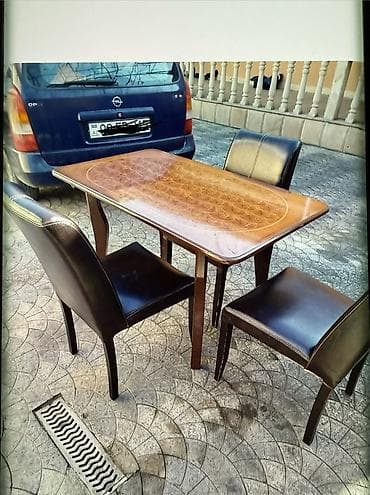 istolar: Mətbəx üçün, Açılmayan, Dördbucaq masa, 4 stul — 1