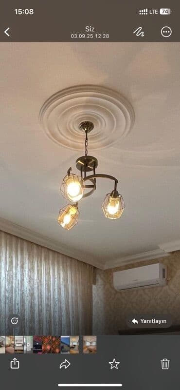 mətbəx üçün çılçıraq: Çılçıraq, 3 lampa, Metal — 1