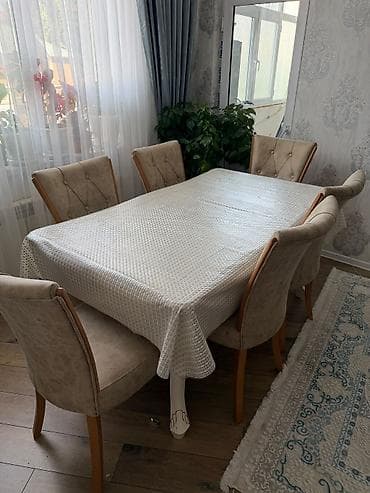 miz ustol: Yemək otağı üçün 6 ədəd yumşaq stul dəsti - Rəng: açıq bej (krem — 3