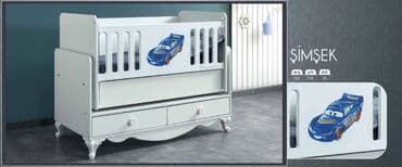 Oğlan və qız üçün, Yeni, Dördbucaq, Beşik, Matras ilə, Yellənmə mexanizm ilə