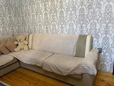 divan satisi: Künc divan dəsti - Forma: L-şəkilli künc divan - Rəng: Bej/krem — 2