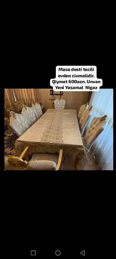 Masa desti tecili evden cixmalidir. Qiymet 600azn. Unvan Yeni Yasamal