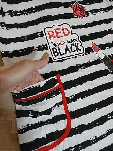 ağ sarucka: Qadın ev geyimi / rahat don - Dizayn: Ağ-qara eninə zolaqlı print — 3